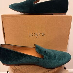 J. Crew Teal Velvet Loafers